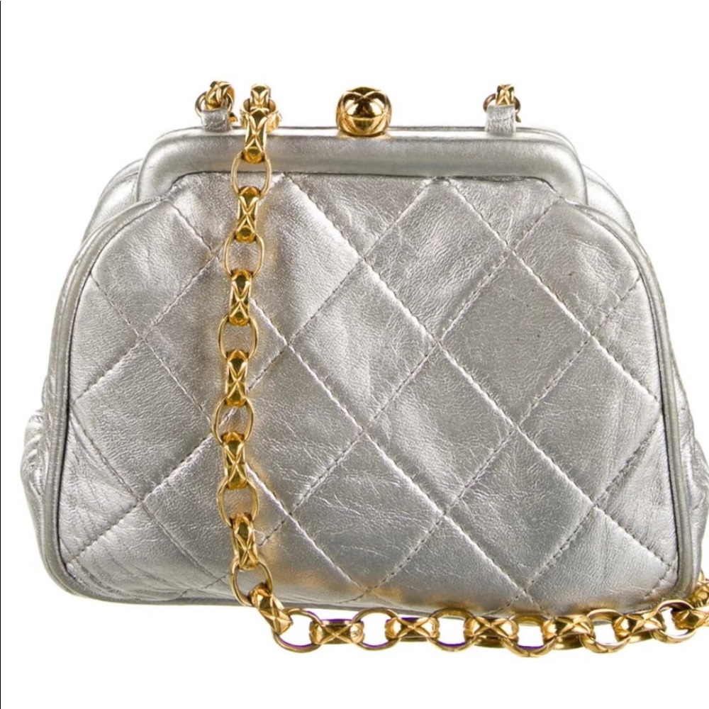 Chanel evening silver bag